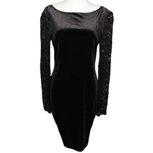 WINTER SALE Bebe Black Open Back Mini Dress With Lace Sleeves Size S?